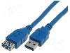 Cablu USB A mufa, USB A soclu, USB 3.0, lungime 3m, albastru, VCOM - CU302-030-PB