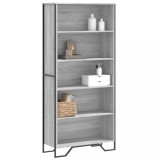 Biblioteca Gossi Gri Sonoma 80x31x169 cm Lemn Prelucrat, 5 Compartimente, Raft Depozitare Multifunctional