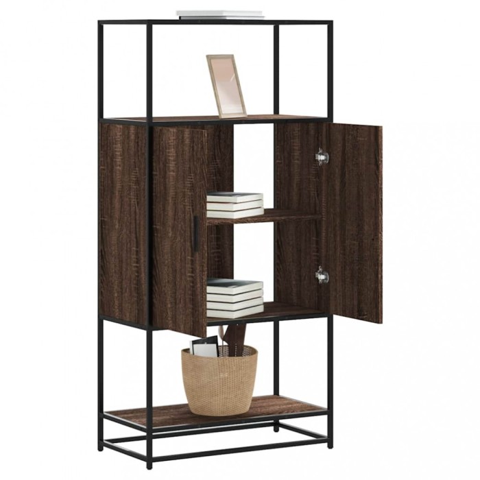 Gossi dulapuru stejar maro 68x35x139 cm lemn si metal prelucrat