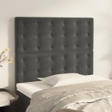 vidaXL Tăblii de pat, 2 buc, gri &icirc;nchis, 90x5x78/88 cm, catifea