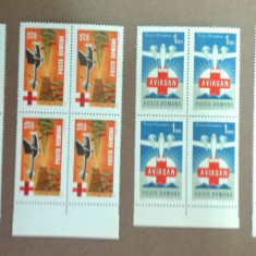 TIMBRE ROMANIA MNH LP667/1968 AVIATIE SI AVIASAN BLOC DE 4