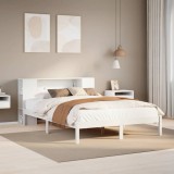 VidaXL Pat cu bibliotecă fără saltea, alb, 140x200 cm, lemn masiv pin