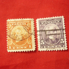 2 Timbre Canada 1927 - Personalitati val.1C J.Macdonald si 5C W.Laurier ,stamp.