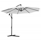 Umbrela pentru Gradina Outsunny Brat cu Manivela, &Phi;3x2.5m, Alba | Aosom Romania