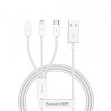 Cablu Incarcare USB-A - Lightning / microUSB / USB-C Baseus Superior 3in1 Series, 20W, 1m, Alb P10320105221-00