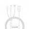Cablu Incarcare USB-A - Lightning / microUSB / USB-C Baseus Superior 3in1 Series, 20W, 1m, Alb P10320105221-00