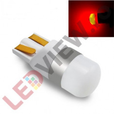 Bec T10 (W5W) cu 1 led SMD 3030 3D 2W Canbus - Rosu foto