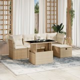 Gossi set canapele de gradina cu perne, 6 piese, bej, poliratan