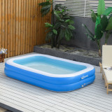 Outsunny Piscina Gonflabila Dreptunghiulara pentru 1-2 Adulti din PVC, 262x176x56cm, Albastru