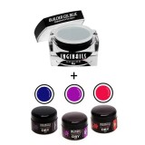 SET Inginails Professional Deep Purple - Gel Builder Blue 10ml + 3buc geluri DRY Color