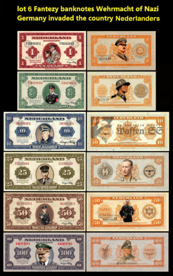6 Fantezy banknote Olanda ocupatie WW2 Germania foto