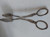 Clește vintage tip foarfeca, placat cu argint, pentru prăjituri sau produse de patiserie, 22cm