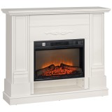 HOMCOM Șemineu Electric cu Flacără 3D, Oprire Automată, &Icirc;ncălzire Reglabilă și Temporizator, 96,5x22x81,7 cm, Alb | Aosom Romania