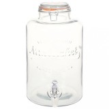 Dozator de apa XXL cu robinet, transparent, 8 L, sticla