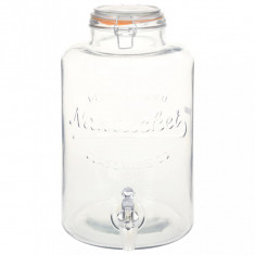 Dozator de apă XXL cu robinet, transparent, 8 L, sticlă