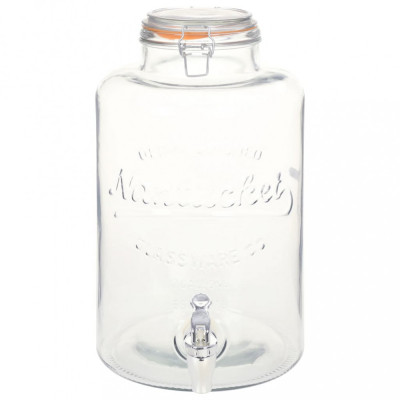 Dozator de apa XXL cu robinet, transparent, 8 L, sticla foto