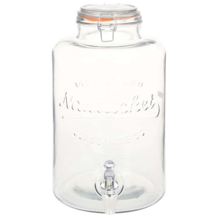 Dozator de apă XXL cu robinet, transparent, 8 L, sticlă