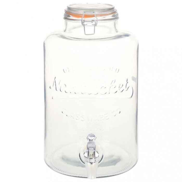 Dozator de apa XXL cu robinet, transparent, 8 L, sticla