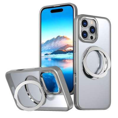 Husa de protectie din silicon, Compatibil iPhone 15 Plus, Magnet Magsafe, Suport pentru telefon, Margini ridicate pentru protectie ecran si camera, Gr foto