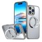 Husa de protectie din silicon, Compatibil iPhone 15 Plus, Magnet Magsafe, Suport pentru telefon, Margini ridicate pentru protectie ecran si camera, Gr
