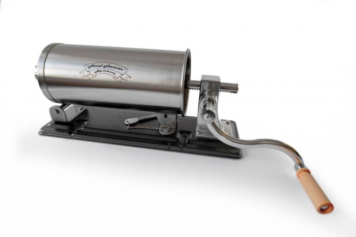 Masina de umplut carnati, 4 kg, material inoxidabil, incarcare usoara, pe verticala, 5 palnii, Micul Fermier, GF-0822-S001-G02