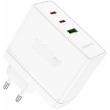 INCARCATOR retea Borofone &quot;BN11&quot;, Quick Charge 100W, 1 x USB, 2 x USB Type-C 5V/3.0A, alb &quot;6941991103773&quot; (timbru verde 0.18 lei)
