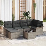 Cumpara ieftin Set de canapele pentru grădină cu pernă 7 pcs Gri Rattan poli