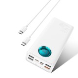 Acumulator extern Baseus Amblight Digital Display, 26.800 mAh, Incarcare rapida, 65W, cablu USB-C la USB-C inclus, Alb, Bulk,fara blister