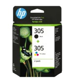 Pachet cu 2 cartuse originale HP 305 negru/color