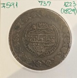 737 Imperiul Otoman, Ottoman Empire 5 Kurus - Mahmud II 8th issue 1223 (1829) KM#591, Argint .220
