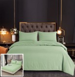 Cumpara ieftin Lenjerie Pat Damasc Verde, 4 Piese, Cu Elastic, 180x200 cm, Bumbac