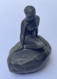 Statueta din metal patinat infatisand simbolul danez MICA SIRENA