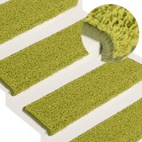 vidaXL Covorașe pentru scări, 15 buc., 65x21x4 cm, margini dreptunghiulare verzi