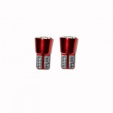 Set 2 Becuri LED Pozitie T10 5W Canbus 6LED Rosu 6000K 360&deg; Auto Interior Plafoniera