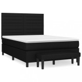 Cumpara ieftin Pat box spring cu saltea, negru, 140x190 cm, textil