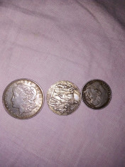 1moneda 3marci germane din1913, 5 marci din 1936,1 dolar american din 1921 foto
