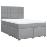 Cumpara ieftin Pat box spring cu saltea, gri deschis, 140x190 cm, textil