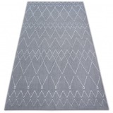 Covor Sense Micro 81249 Zig Zag etnic argintiu si alb, 120x170 cm, Dreptunghi, Poliester