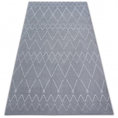 Covor Sense Micro 81249 Zig Zag etnic argintiu si alb, 120x170 cm foto