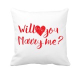 Perna personalizata decorativa, 40x40 cm, alba, Cerere in Casatorie (Marry Me)