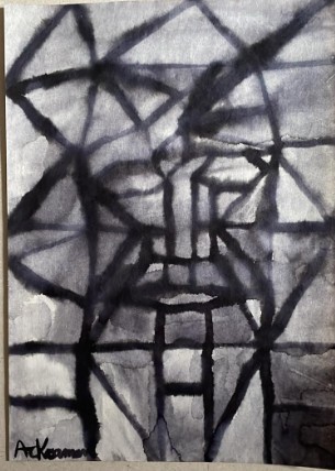 Lucrare Paul Ackerman (1908 Iasi - 1981 Paris), Portret, acuarelă, laviu