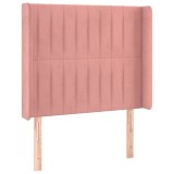 Cumpara ieftin Tablie de pat cu aripioare, roz, 93x16x118/128 cm, catifea