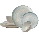 Set farfurii, 12 piese, pentru 4 persoane, Marshmallow, Multicolor lucios