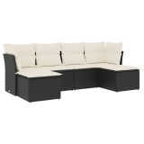 Cumpara ieftin Set mobilier de gradina cu perne, 6 piese, negru, poliratan