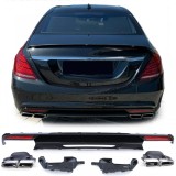 Difuzor sport spate lucios negru cu tevi de esapament, potrivit pentru Mercedes S-Class W222 13-17 Performance AutoTuning