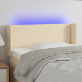 VidaXL Tăblie de pat cu LED, crem, 83x16x78/88 cm, textil