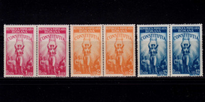 RO 1948 LP 232 &amp;quot;Constitutia RPR &amp;quot;, pereche ,MNH - 1Leu cu mici cute foto