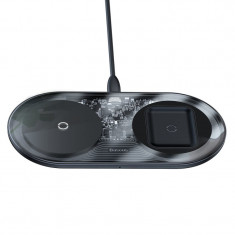 Incarcator Wireless 2 in 1 Baseus Transparent/Negru foto