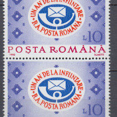 ROMANIA 1992 LP 1298 - 1 AN INFIINTAREA REGIEI AUTONOME POSTA ROMANA PERECHE MNH