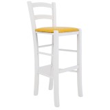 Scaun Paesana bar - cadru alb - imitatie piele galben - 22168